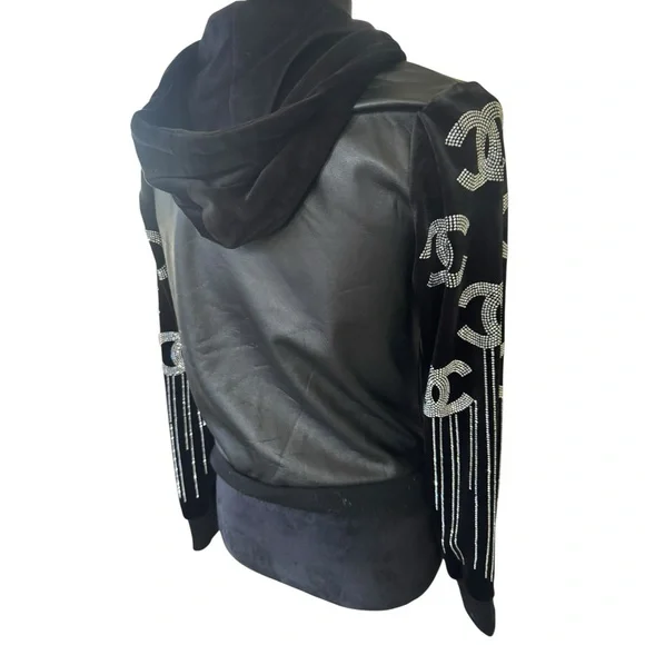 CC Black Bomber Jacket with Silver Details - Picture 3 of 12